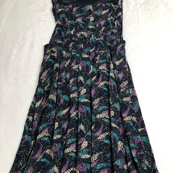 Free People Wheat Print & Lace Dress, Navy, Size S - Picture 3 of 8